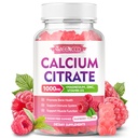 Calcium Citrate Gummies w/Vitamin D3, High Absorption Calcium Supplement for Women & Men, Plus Magnesium, Potassium, Zinc for Muscle & Immune Support, Sugar-Free, Raspberry Flavor, 60 Count