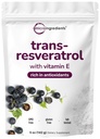 Pure Trans-Resveratrol Powder with Vitamin E, 5 Ounce, 2 in 1 Formula, Micronized Powder for Better Absorption, Premium Resveratrol Supplement, Super Antioxidant