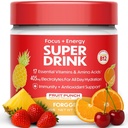 Forgge Healthy Energy Drink Powder Mix - Clean Caffeine + B12, B6, C & D Vitamins - Sugar Free Energy Drink Powder with Electrolytes, Amino Acids, Antioxidants, Lions Mane - Vegan, Keto-Friendly - 30 SVG, Fruit Punch