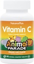 NaturesPlus Animal Parade Vitamin C Children's Chewable - Natural Orange Juice Flavor - 90 Animal-Shaped Tablets, Pack of 4 - Vegan, Vegetarian, Gluten Free - 180 Total Servings