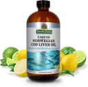 Nature's Answer Cod Liver Oil Liquid Supplement, 16-Fluid Ounces | Promotes a Healthy Heart & Brain | Cognitive and Cardiovascular Support | Great Tasting (Pack of 2)