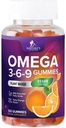 Omega 3 6 9 Gummies - Vegan Omega 3 Supplement Gummy - Essential Fatty Acids Oil 369 Complex Heart Support & Brain Support for Women, Men & Pregnancy, Fish Free Non-GMO, Orange Flavored - 120 Gummies