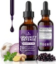 Organics Natural Immune Support Supplement – Liquid Herbal Immunity Drops with Organic Elderberry, Garlic, Oregano Oil – Fast-Absorption Tincture for Adults, Teens & Kids – 30 Servings