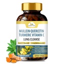 Organic Veda Mullein Quercetin Turmeric Lung Cleanse Capsules – 13 in 1 Herbal Lung Health Supplement with Bromelain, Ginger, Vitamin C – Respiratory Immune, Lung Detox for Smokers (60 Capsules)