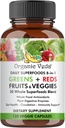 Organic Veda Super Greens Reds Veggies Capsules - 8 in 1 Daily 30 Whole Organic Superfoods Fruits & Vegetables Supplement - Papaya Enzymes, Spirulina, Chlorella, Moringa, Beet, Turmeric - 120 Vegan
