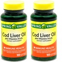 Spring Valley - Cod Liver Oil with Vitamin A & D 100 softgels (Pack of 2)