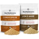 Lions Mane (60g) and Cordyceps (60g) Mushroom Extract Powder Bundle - Mushroom Supplement for Cognition, Energy and Endurance