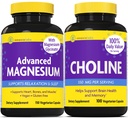 InnovixLabs Choline & Magnesium Bundle Choline Bitartrate 550mg (100 Capsules) Advanced Magnesium (150 Capsules). Supports Memory, Mood, Brain Health & Boost Cognitive.*