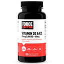 Force Factor Vitamin D3 K2 to Support Immunity, Heart Health, Bone Support, and More, High-Potency 2-in-1 Formula, Vegan, No Gelatin, Non-GMO, 120 Capsules