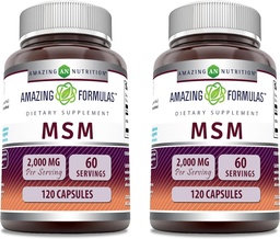 Amazing Formulas MSM (Methylsulfonylmethane) Supplement | 2000 Mg Per Serving | Capsules | Non-GMO | Gluten Free | Made in USA (2 Pack, 120 Count)
