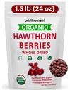 1.5 lbs (24 oz) 100% Organic Hawthorn Berries Dried Bulk | Make Hawthorn Berry Tea | European Wildcrafted Berries | Make Wellness Tea for Heart Support, Blood Pressure and Stress Relief