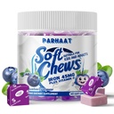 Iron Soft Chew Supplement with Vitamin C | Blueberry Flavored | Gluten Free | Iron Supplement for Women Men and Kids | 60 Count | 2 Month Supply