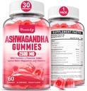 Ashwagandha Gummies 2500mg for Women & Men: Ashwagandha Supplement Gummy Extra Strength with Turmeric, Vitamin D3, L-Theanine, Magnesium - Filled Gummies, Strawberry Flavor, Vegan, Non-GMO