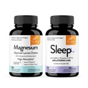 Sandhu's Magnesium Glycinate Lysinate Easy to Swallow 120 Capsules & Sleep 60 Capsules –Non-Habit Forming 5-in-1 Sleep Aid Supplement| Supports Restful Sleep, Muscle & Heart Health | Made in USA