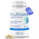 FolateMaxx L-Methylfolate 15mg, 120 Capsules – Doctor Formulated Methyl Folate Supplement for Women & Men – High Potency 5-MTHF for Energy, Mood & Focus – Non-GMO, Gluten-Free (4-Month Supply)