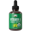 USDA Organic Vitamin A Liquid Drops Supplement - Vegan High Bioavailability for Eye, Skin + Bone Health - for Adults, Men, Women, Kids - Vit A Oil Retinyl Palmitate - Gluten Free, Zero Sugar 1 fl oz