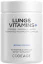 Codeage Lungs Vitamins, A, C, D, E, B6, Milk Thistle Lung Supplement, Zinc & Magnesium, Cordyceps, Reishi, Chaga, Poria, Tylophora, Ginger, Peppermint Leaf Organic Herb Cleanse - Non-GMO - 90 Capsules