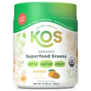 KOS Organic Superfood Greens Powder - Gut Health from Prebiotic Fiber, Supergreens and Adaptogens - USDA Certified Organic, Made in a GMP Certified Facility - 28 Servings Mango