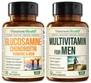 Glucosamine Chondroitin Turmeric MSM + Men’s Multivitamin 2-Bottle Supplement Bundle for Him. Joint Health, Inflammatory Response, Immune Support, Antioxidant Properties