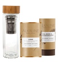 Alkaline Herb Shop Healthy Lung Bundle - Sea Moss & Bladderwrack Supplement, Lung Tea Supplement (Happy Lung Tea) and Double Wall Glass Drink Stainless Steel Tea Infuser Water Bottle Bamboo 17 oz