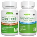 Triple Magnesium Complex + High Absorption Curcumin C3 Complex, Vegan Bundle, High Absorption Chelated Glycinate, Taurate & Citrate Magnesium + 300% Greater Absorption Curcuminoids with Rapid Uptake,