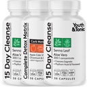 Youth & Tonic 3PK Colon Cleanse & Gut Detox for Bloating, Occasional Constipation & Regularity - 15 Day Cleanse with Daily Metabolism & Gut Support for Women & Men, Halal Certified | 90 Pills