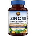 Vitalitown Chelated Zinc 50 mg, Zinc Picolinate & Gluconate, 120 Veggie Capsules, Well-Absorbed, Immune System, Healthy Skin & Development, Vegan, NO Gluten, Non-GMO