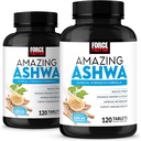 Force Factor Amazing Ashwa, KSM-66 Ashwagandha Supplement for Stress Relief, Focus, Memory, Immune Support, With Vitamins, Minerals & Antioxidants, Cortisol Supplements for Women, 240 Tablets (2-Pack)