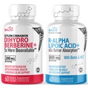 Nature's Fusions Dihydroberberine 200mg (60 Capsules) - R Alpha Lipoic Acid 600mg (60 Capsules) Bundle