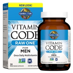 Garden of Life Vitamin Code Raw One for Men, Once Daily Multivitamin, 30 Capsules, One a Day Mens Vitamins Plus Fruit, Veggies & Probiotics for Mens Health, Vegetarian Multivitamins