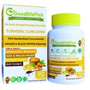 Turmeric Curcumin Capsules Extra Strength with Ginger & 95% Curcuminoids & Black Pepper Extract for Maximum Benefits. All Natural NonGMO NO Rice Powder NO Stearate NO Silica- 90 Veg Cap