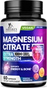 Magnesium Citrate 1000mg Per Serving - 3X Strength Magnesium Supplement for Bone, Muscle, Heart, Natural Sleep Support for Men & Women, Vegan Mag Mineral Pills, Non-GMO, Bottled in USA - 60 Capsules