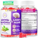 Ashwagandha Gummies - Organic Ashwagandha & Lions Mane Gummies for Adults with 4 Adaptogenic Herb for Stress, Cognitive & Immune Support| Cortisol Supplements for Women & Men, Berry Flavor - 60 Counts