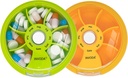 INVODA Weekly Pill Organizer 7 Compartment Rotating Pill Box for Daily Medication & Vitamins - Portable Travel Pill Case Fish Oil Supplements Vitamins Organizer (Green+Orange)