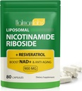 NAD Supplement - Liposomal Nicotinamide Riboside 900mg, Resveratrol, Quercetin - High Purity NAD Supplement for Energy, Support Cellular Health, Stamina & Healthy Aging - Ultra Strength 80 Capsules