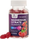 Magnesium Citrate Gummies - High Absorption Magnesium Citrate Gummy Supplement - Natural Bone, Nerve, Muscle, Calm, & Relaxation Support for Adults - Raspberry Flavor, Gluten Free, Vegan - 60 Gummies