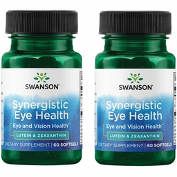 Swanson Synergistic Eye Health - Lutein and Zeaxanthin Supplement - 60 Softgels - Lutemax Lutein 20 mg and OmniXan Zeaxanthin 2 mg for Vision Support (2 Pack)