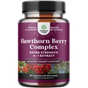 High Strength Hawthorn Berry Capsules - Pure Antioxidant Hawthorn Berry Supplement with Leaf & Flower Extract 4:1 for Healthy Heart & Digestion - Energy Support for Men & Women - 120 Count Pack