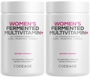 Codeage Women’s Daily Multivitamin, 25+ Vitamins & Minerals, Fermented, Organic Whole Foods, Probiotics Supplement - Vitamin A, B, C, D, E & K, Omega 3, Zinc – Vegan - 2 Pack