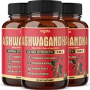 3 Packs 60 Capsules - Ashwagandha Supplement 5200mg - 5in1 with Ginger, Turmeric, Rhodiola Rosea & Black Pepper - Stamina & Body Health Support - 6-Month Supply