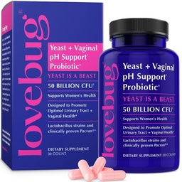 LOVEBUG Probiotics for Women with Pancran® – Multi-Strain Probiotic Supporting UTI, BV, Odor & PH Balance - Vaginal Probiotics for Womens Intimate Flora & Digestive Health - 30 Capsules