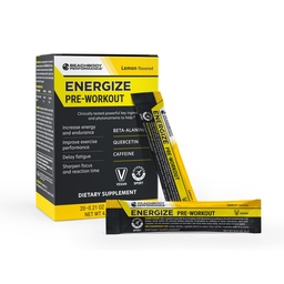 BODi Energize Pre Workout Powder - Beta-Alanine, Quercetin & Low-Dose Caffeine Formula for Enhanced Energy & Focus, Increase Energy & Endurance Supplement, Lemon Flavored, 20 Sticks