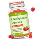 L-Methylfolate 15 mg Gummies with Methyl B12, Folate Supplement for Mood, Brain Health, Immune Support, Raspberry Flavor, 60 Count